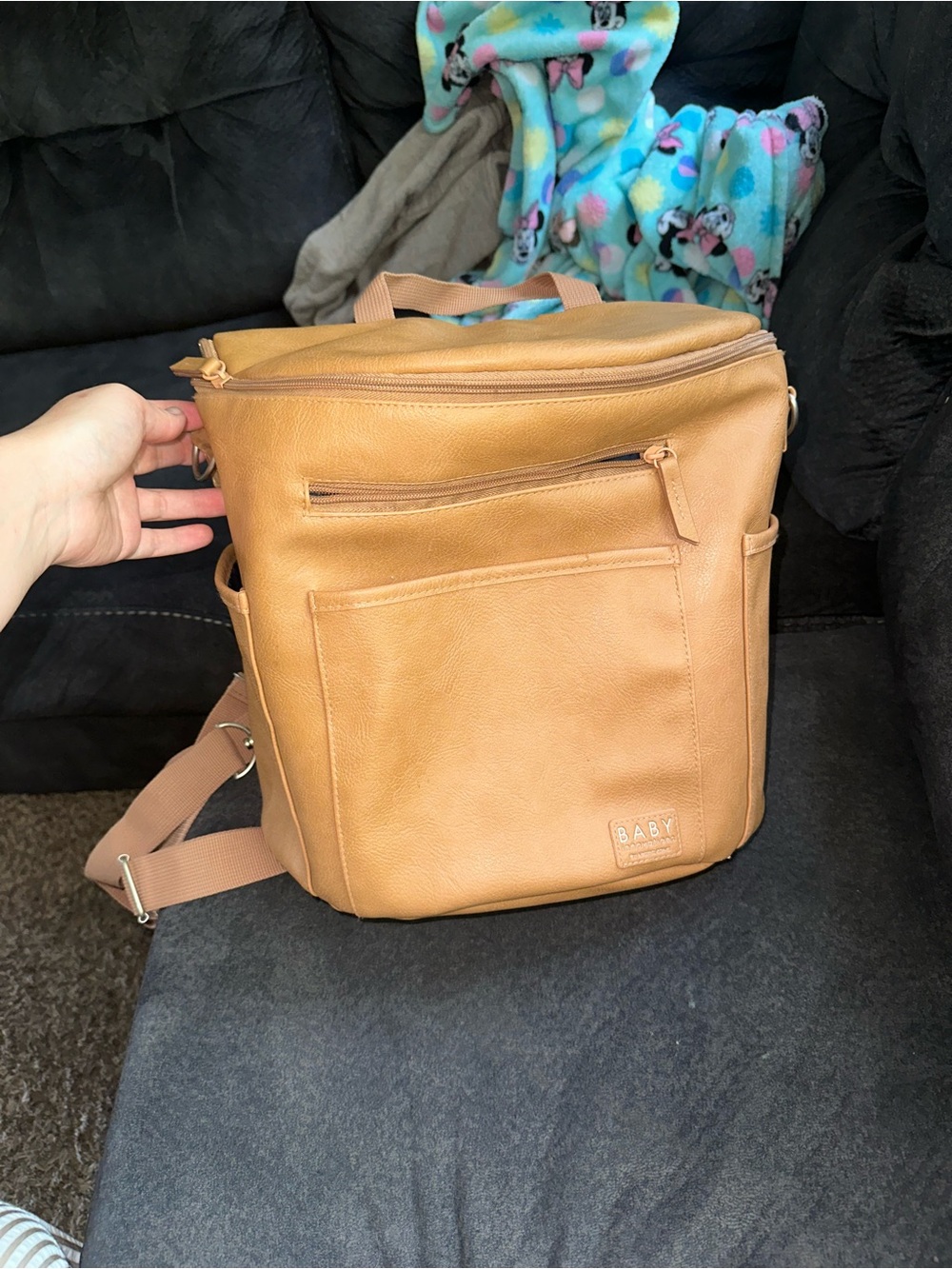 Convertible Tan Baby Diaper Backpack - Casual Everyday Organizer